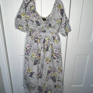 ASOS Designs NWT Cotton Shirred Corset Floral Print Midi Dress Women's Size 6 US